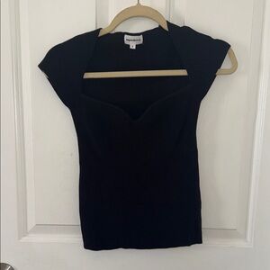 Superdown Black Sweetheart Neck knit top